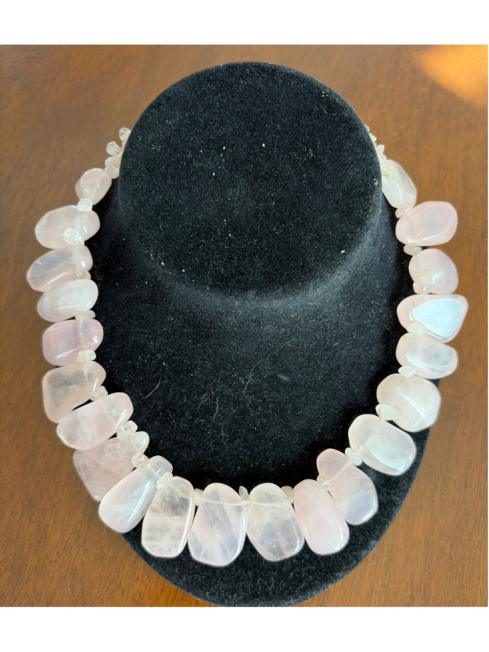 Vintage Chunky Pink Rose Quartz Graduated Nugget Choker Necklace (17")